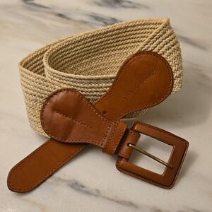 Lauren Ralph Lauren Tan and Brown Belt with Leather Accents
